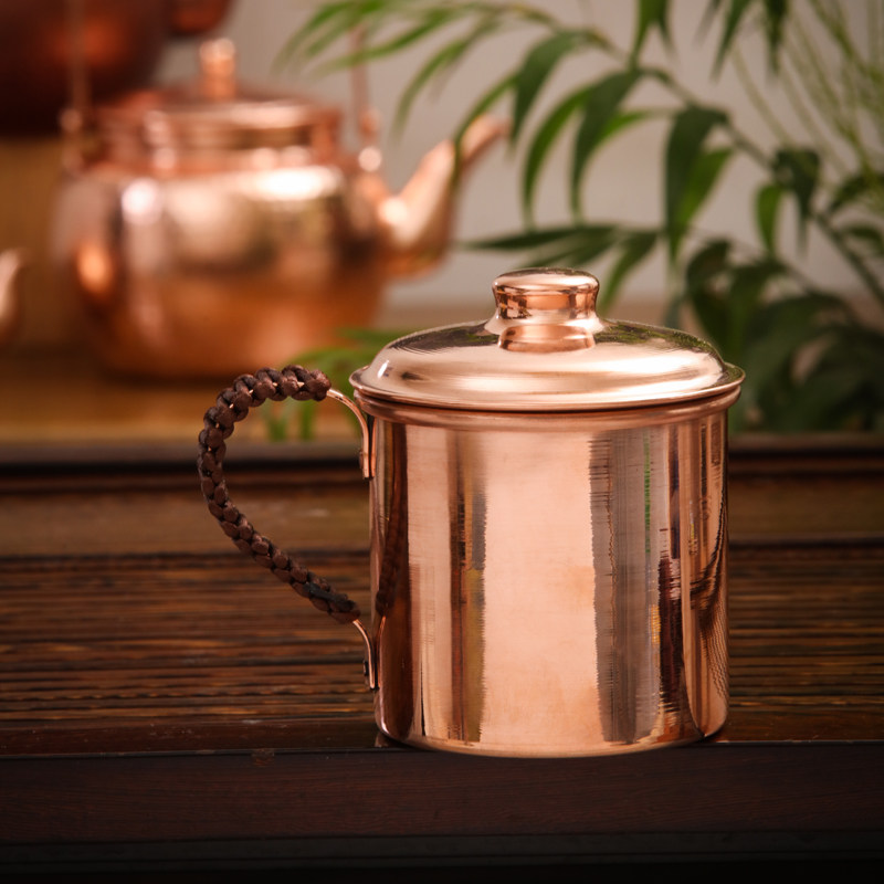 铜茶紫铜水杯铜杯子纯手工铜茶缸不带盖纯铜口杯包邮