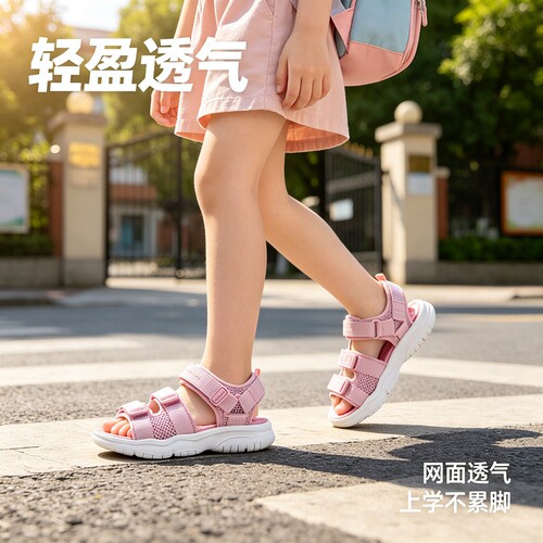 斯凯奇女童夏季透气耐磨凉鞋