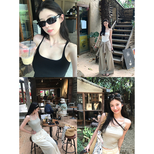 VASSE美蟹 百搭松弛感自留天丝方领针织吊带女夏温柔修身显瘦上衣