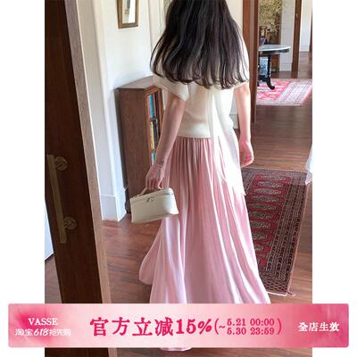 VASSE美蟹莱赛尔松紧腰针织长裙