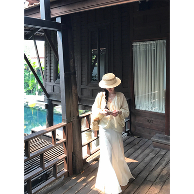 VASSE美蟹温柔百搭多片剪裁开衩鱼尾长裙女春软糯亲肤高腰半身裙