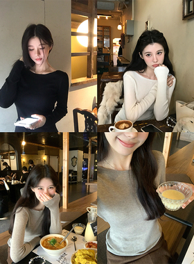 VASSE美蟹 百搭大圆领羊毛混纺纯色打底针织女秋宽松显瘦温柔上衣