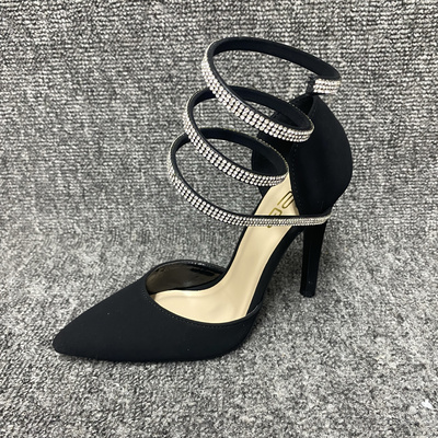 aeromaxer风一字带水钻蛇形缠绕包头罗马凉鞋女高跟鞋宴会配礼服