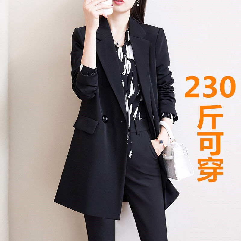 大码西装外套女显瘦春秋季200斤胖mm职业装宽松遮肚休闲西服正装