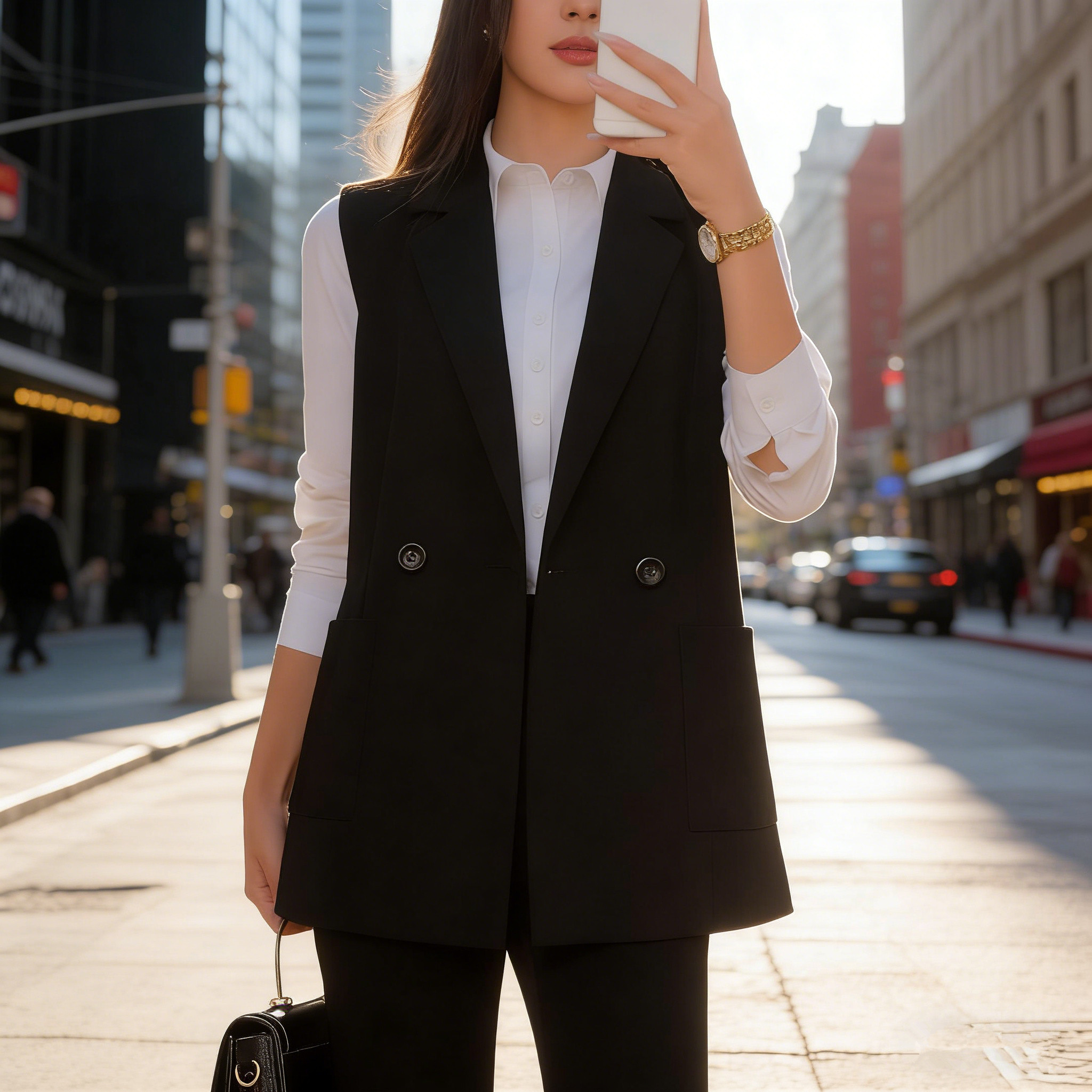 2026春季西装马甲女双排扣无袖外穿高级感职业装大码胖mm马夹外套