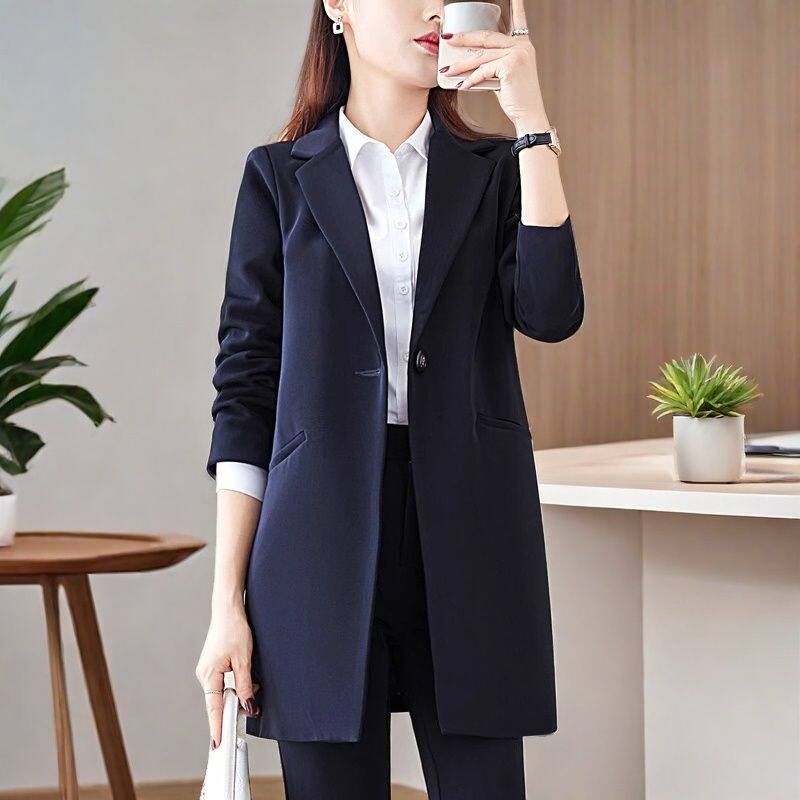 职场休闲两不误百搭中长款女西装