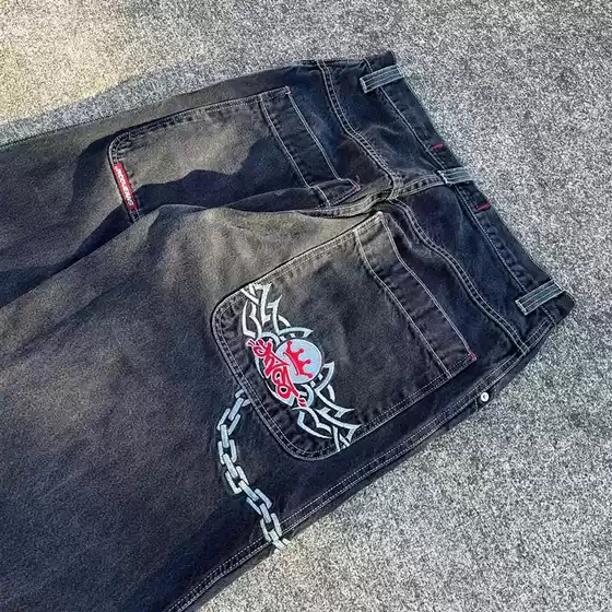 American Retro Harajuku Street Hip-Hop Y2K Jnco Jeans Vibe Gothic Style Printed Loose Wide-Leg Pants