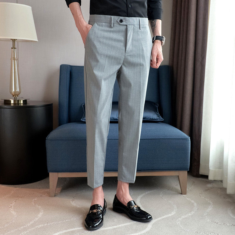 条纹九分西裤男季男士休闲裤修身小脚9分裤商务西装裤子男0119w,男装,西裤,淘宝优惠券,粉丝福利购,淘宝优惠卷