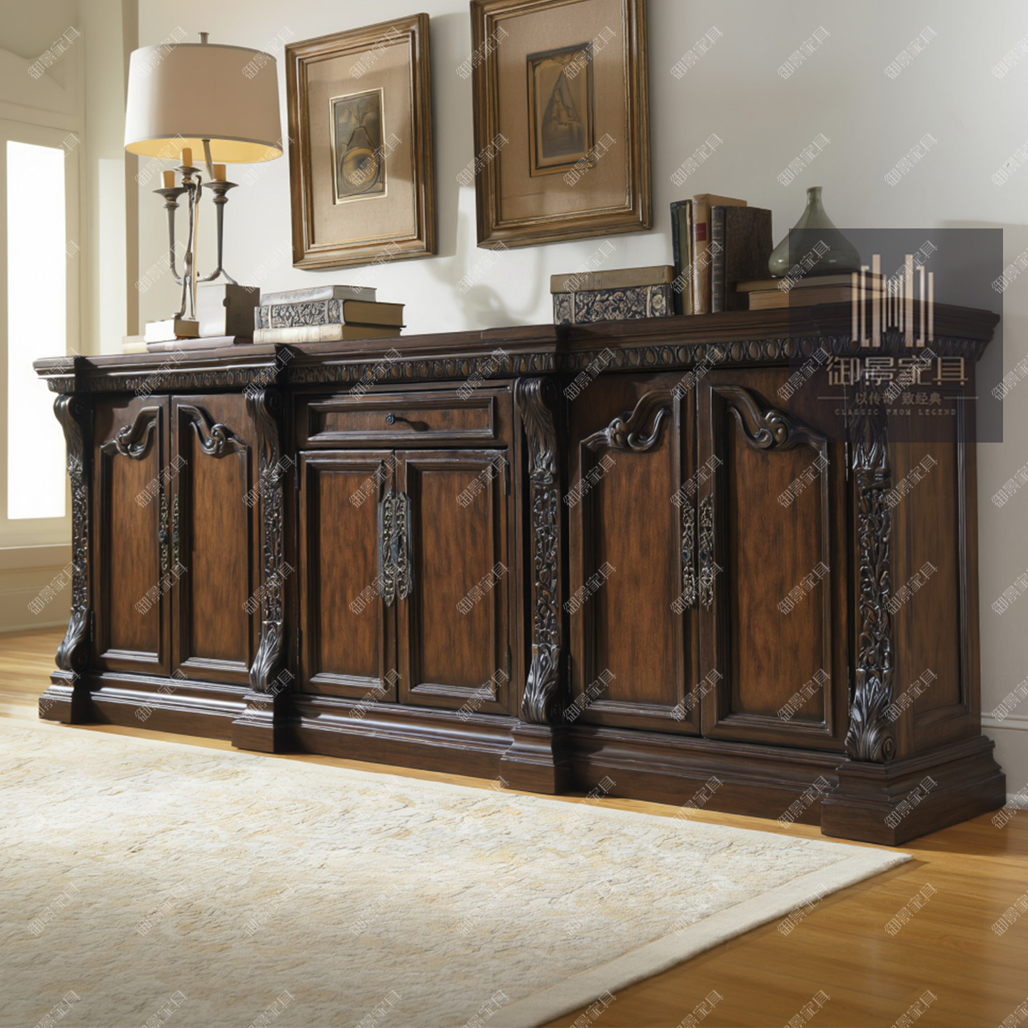 欧式古典雕花餐边柜法式奢华茶水柜柜餐厅碗碟柜备餐柜实木家具