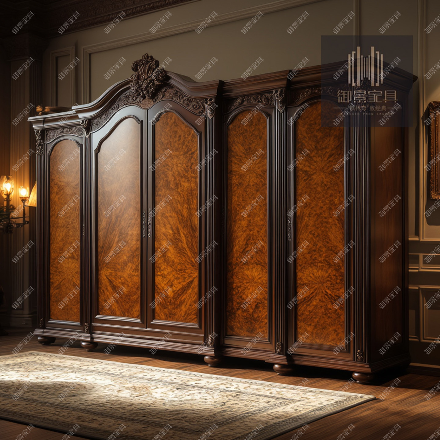 法式实木衣柜欧式古典雕花卧室储物柜子美式奢华五门收纳柜子定制