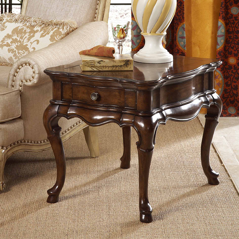 欧式实木方几家用沙发边几角几美式复古做旧小茶几客厅家具定制