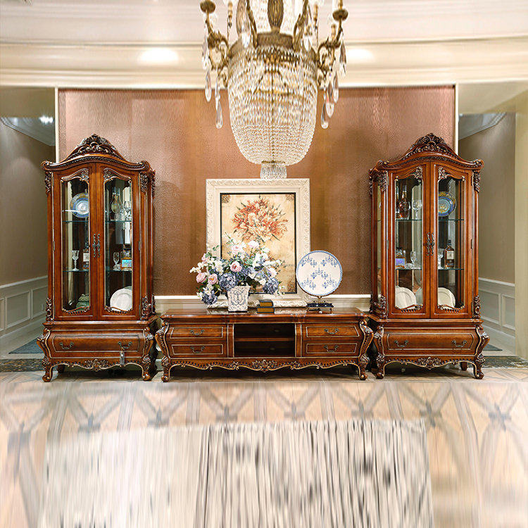 欧式高档组合电视柜酒柜美式做旧客厅地柜矮柜影视柜子视听柜定制