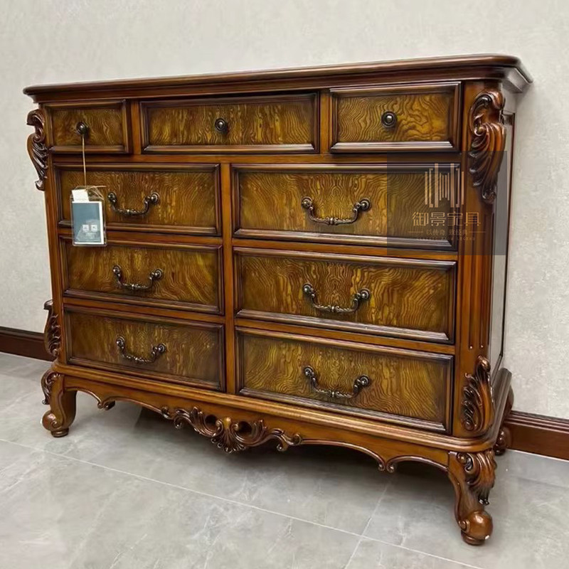 美式实木斗柜欧式复古九斗橱客厅储物柜卧室抽屉柜乡村家具收纳柜