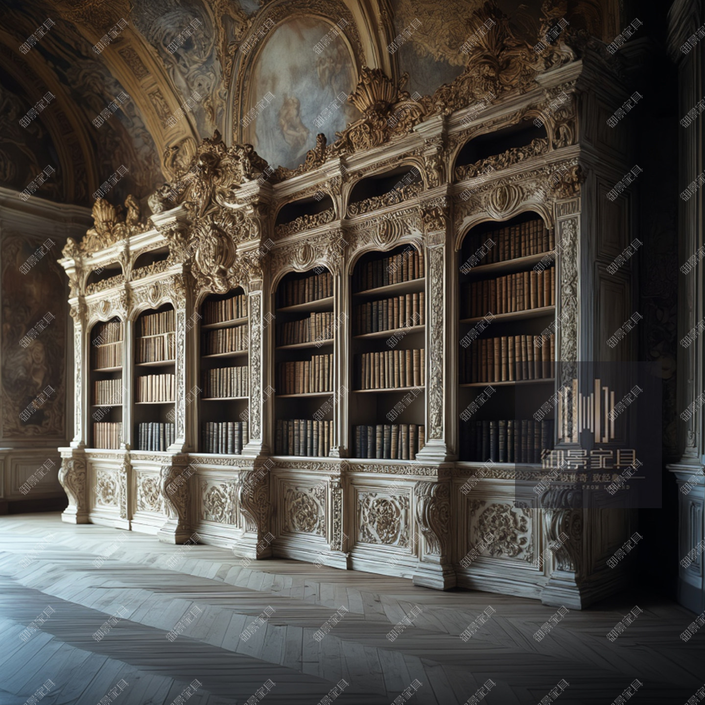 欧式宫廷组合书柜法式巴洛克定制书架展示柜客厅装饰酒柜茶叶柜子