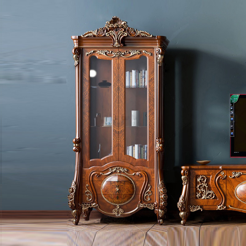 欧式高端组合酒柜单门双门饰品玻璃柜子美式雕刻装饰柜电视柜定制