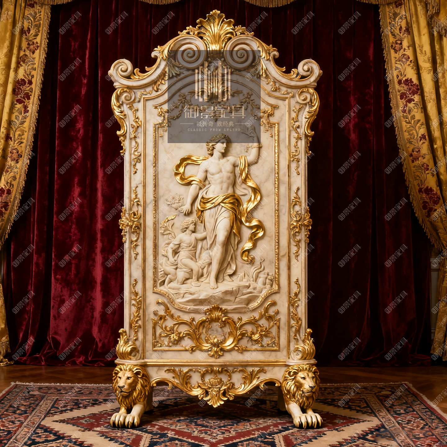 法式实木衣柜欧式古典两门收纳柜卧室储物柜巴洛克天使雕花橱柜