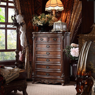 品质雕花五斗柜家用大理石储物柜整装设计成人家具欧式整装柜子