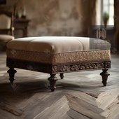 美式 布艺脚踏复古客厅实木沙发凳跺脚凳阳台休闲凳玄关门口换鞋 凳