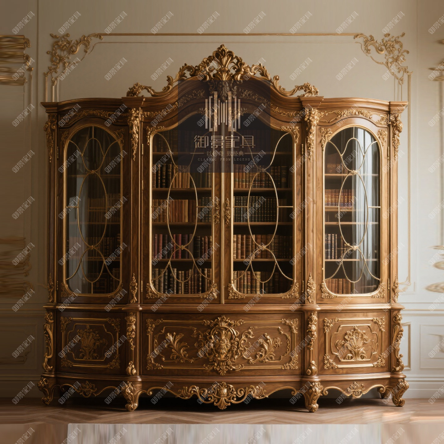 法式实木酒柜欧式古典雕花餐边柜客厅装饰柜储物柜靠墙展示柜定制