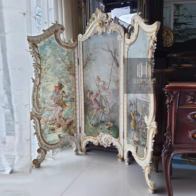 巴洛克彩绘玄关装饰墙折叠隔断屏