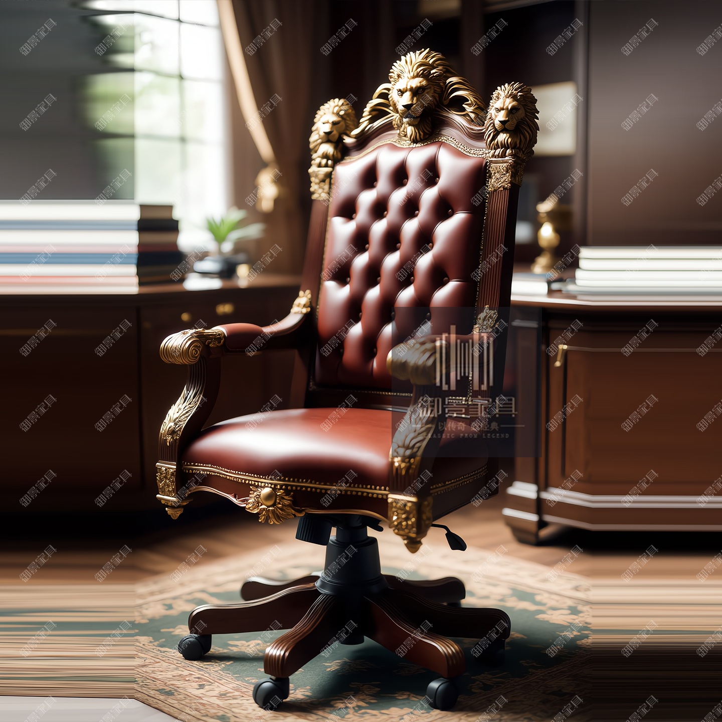 欧式实木大班椅法式古典雕花书椅