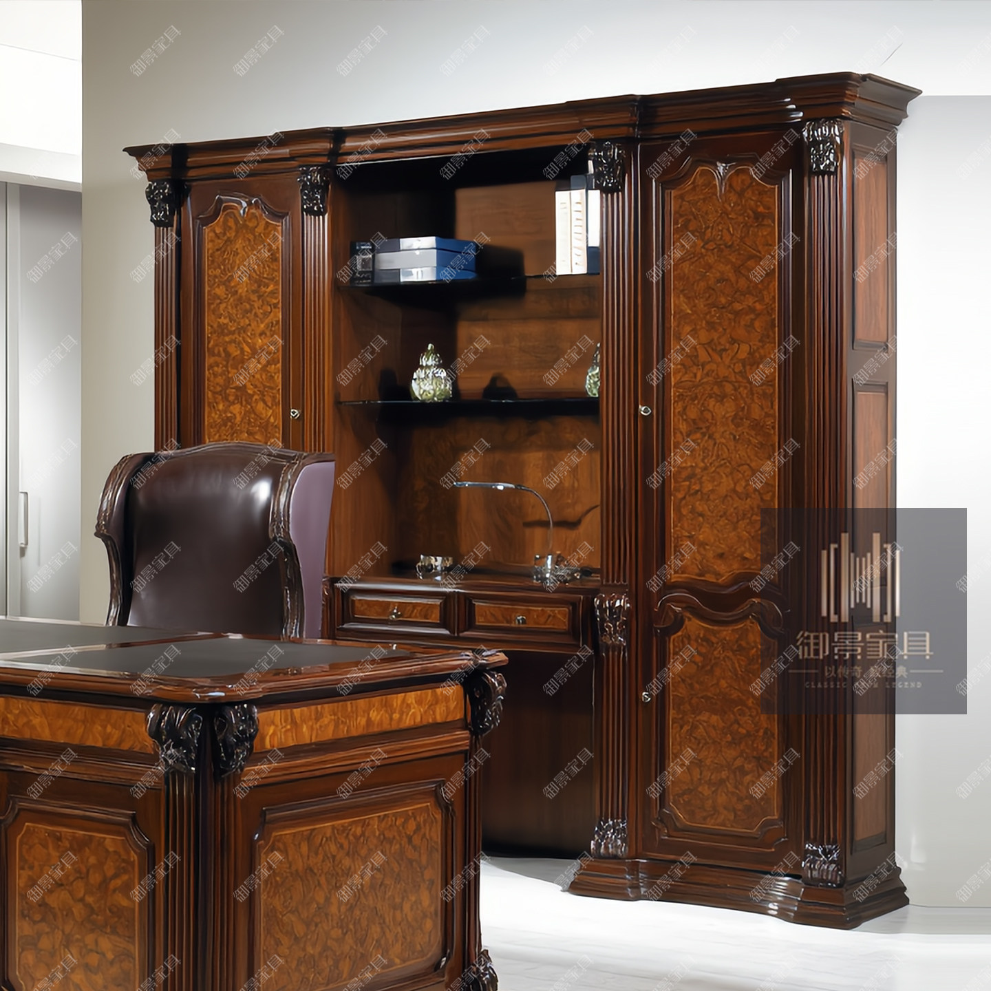 欧式古典实木书柜法式巴洛克展示柜饰品柜书房收藏柜别墅酒店家具