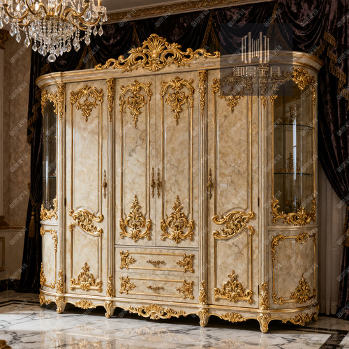 法式实木衣柜欧式古衣帽间收纳柜