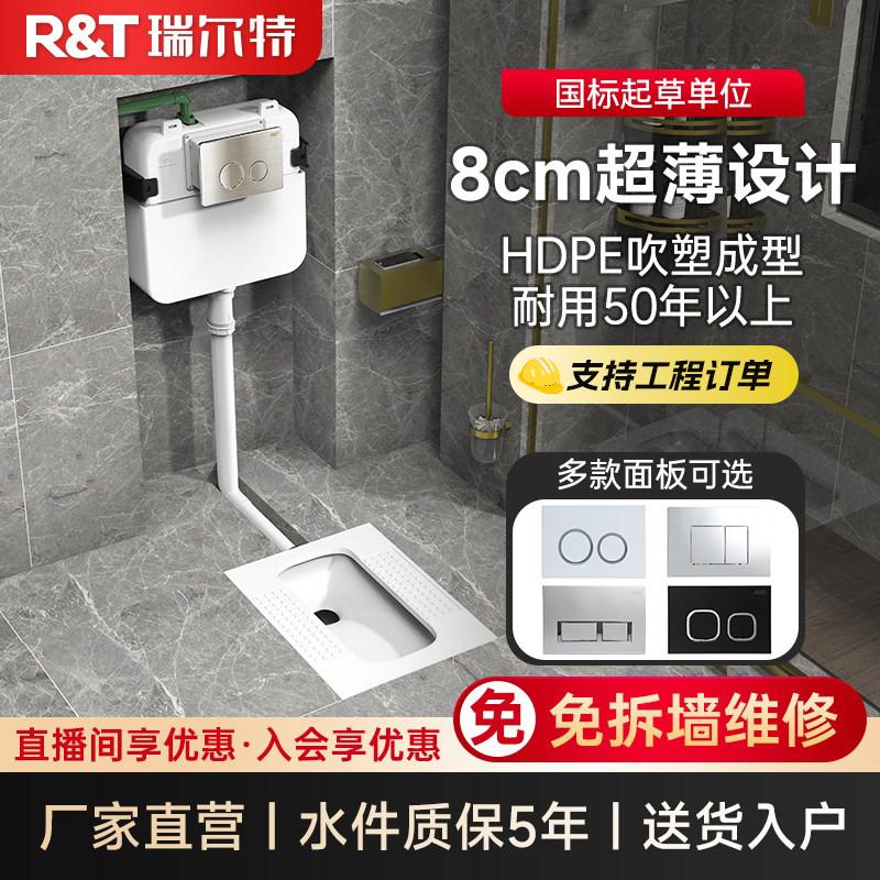 瑞尔特蹲便器隐藏式水箱嵌入墙式卫生间超薄蹲坑便池隐蔽冲水箱
