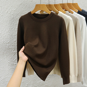 修身 圆领毛衣女秋冬加厚外穿套头针织衫 大码 长袖 上衣 内搭打底衫