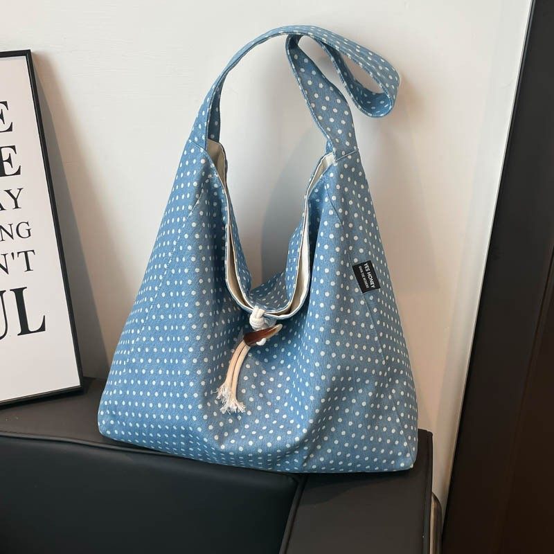 新款森系大容量牛仔布包复古文艺星星波点单肩包学生上课帆布包女,箱包皮具/热销女包/男包,胸包,淘宝优惠券,粉丝福利购,淘宝优惠卷