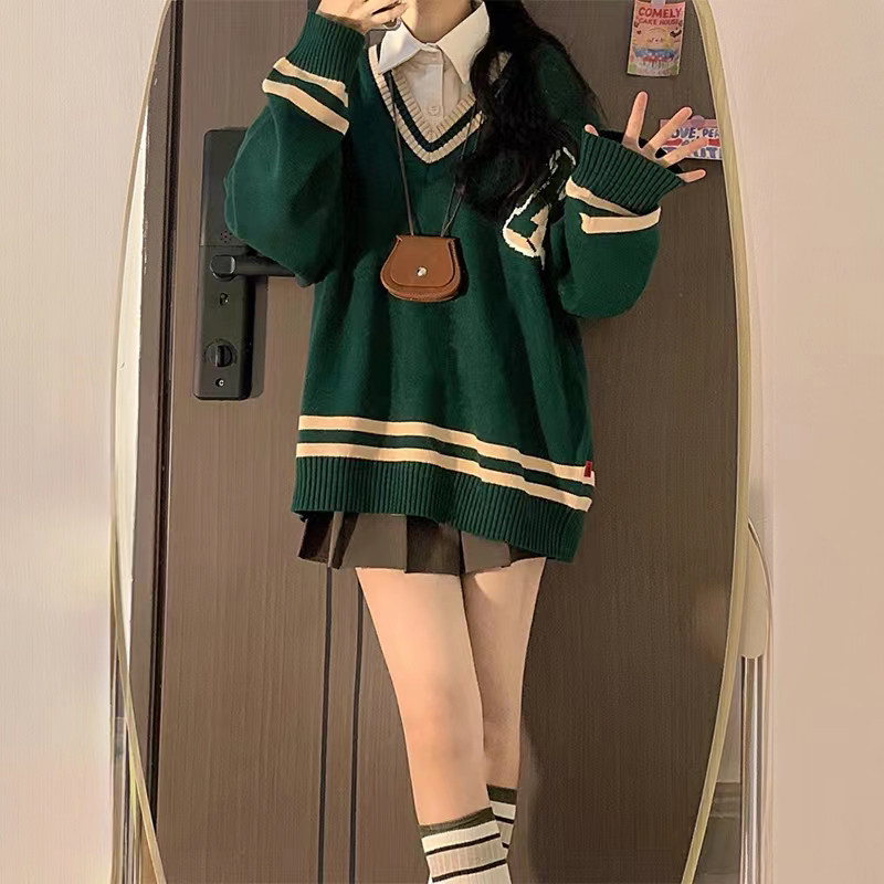 大码宽松藏肉毛衣女胖妹妹加厚V领条纹针织衫慵懒风遮肚上衣200斤,女装/女士精品,常规大码外套,淘宝优惠券,粉丝福利购,淘宝优惠卷