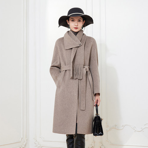 希区瑞普羊毛围巾中长款大衣