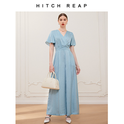 希区瑞普高腰长款宽松连身裤波点