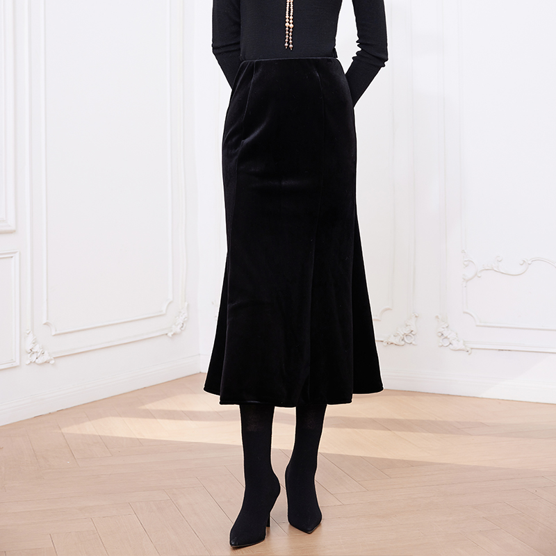 超显瘦法式复古加厚鱼尾半身裙