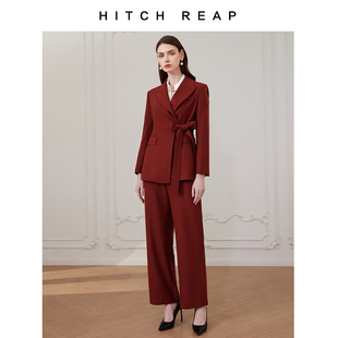 希区瑞普原创设计收腰优雅OL精纺羊毛西装套装阿拉善盟细羊毛廓形