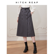 双排扣腰带精纺半身裙A字型