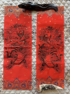 传统手工木板年画 门神贴纸 门神贴大门 秦琼 尉迟恭春节对联