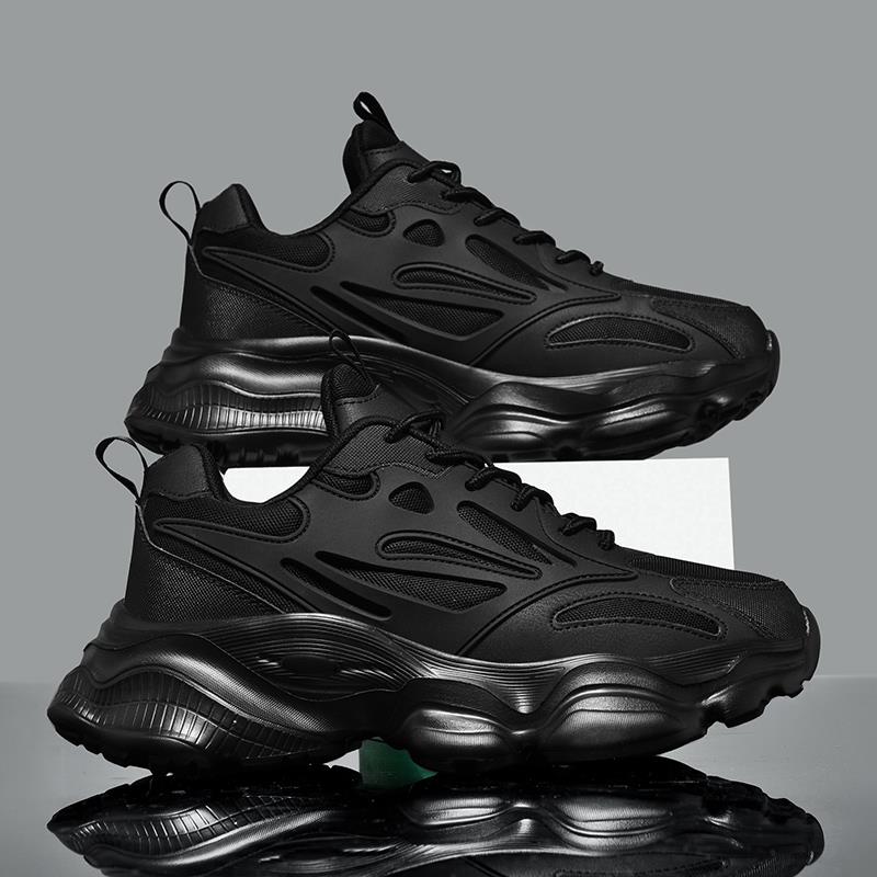 潮牌男鞋秋季网面透气跑步百搭运动鞋青少年大码黑武士休闲老爹鞋