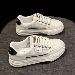 板鞋女款2025新款秋季软底不累脚鞋子女休闲运动鞋真皮百搭小白鞋