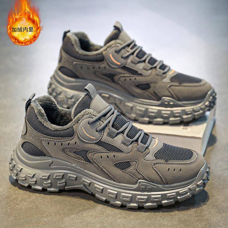 劳保男鞋冬季2025新款加绒加厚保暖棉鞋运动休闲工作防寒老爹潮鞋