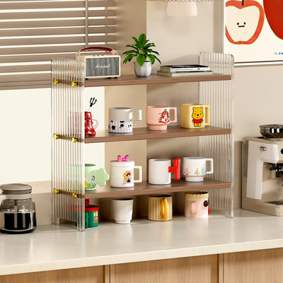 杯子收纳置物架亚克力透明水杯架防尘桌面桌上书桌咖啡杯展示架子