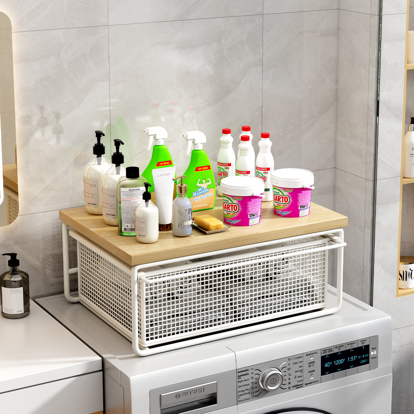 洗衣机上方抽拉式置物架家用阳台多功能滚筒顶部放洗衣液收纳神器,收纳整理,洗衣机置物架,淘宝优惠券,粉丝福利购,淘宝优惠卷