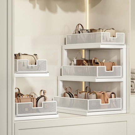 衣柜放包包的收纳抽屉抽拉式神器分隔板整理箱置物架家用多层柜子