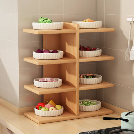 厨房多格分区实木备菜盘多层配菜盘家用收纳神器多功能备菜置物架