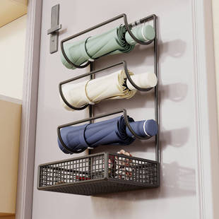 壁挂式免打孔雨伞收纳架家用放伞桶入户门口置物架极窄沥水雨伞架