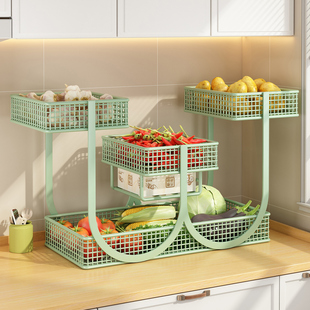 厨房蔬菜置物架台面生姜大蒜收纳篮水果筐桌面放菜架子姜蒜收纳筐
