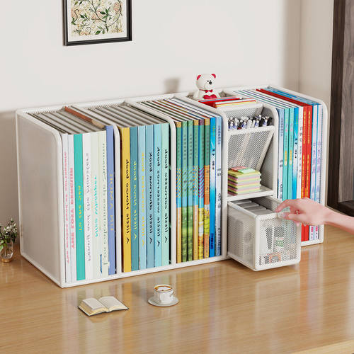 桌面书架学科分类置物架大容量文件资料整理架学生笔筒书本收纳架