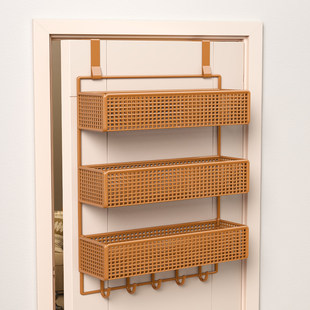 门后挂钩置物架免打孔门上多层挂篮壁挂式放包收纳架多功能挂衣架