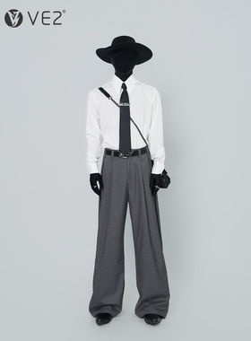 VE2 高级感免烫休闲百搭长袖衬衫男白色意式八角尖领正肩商务衬衣