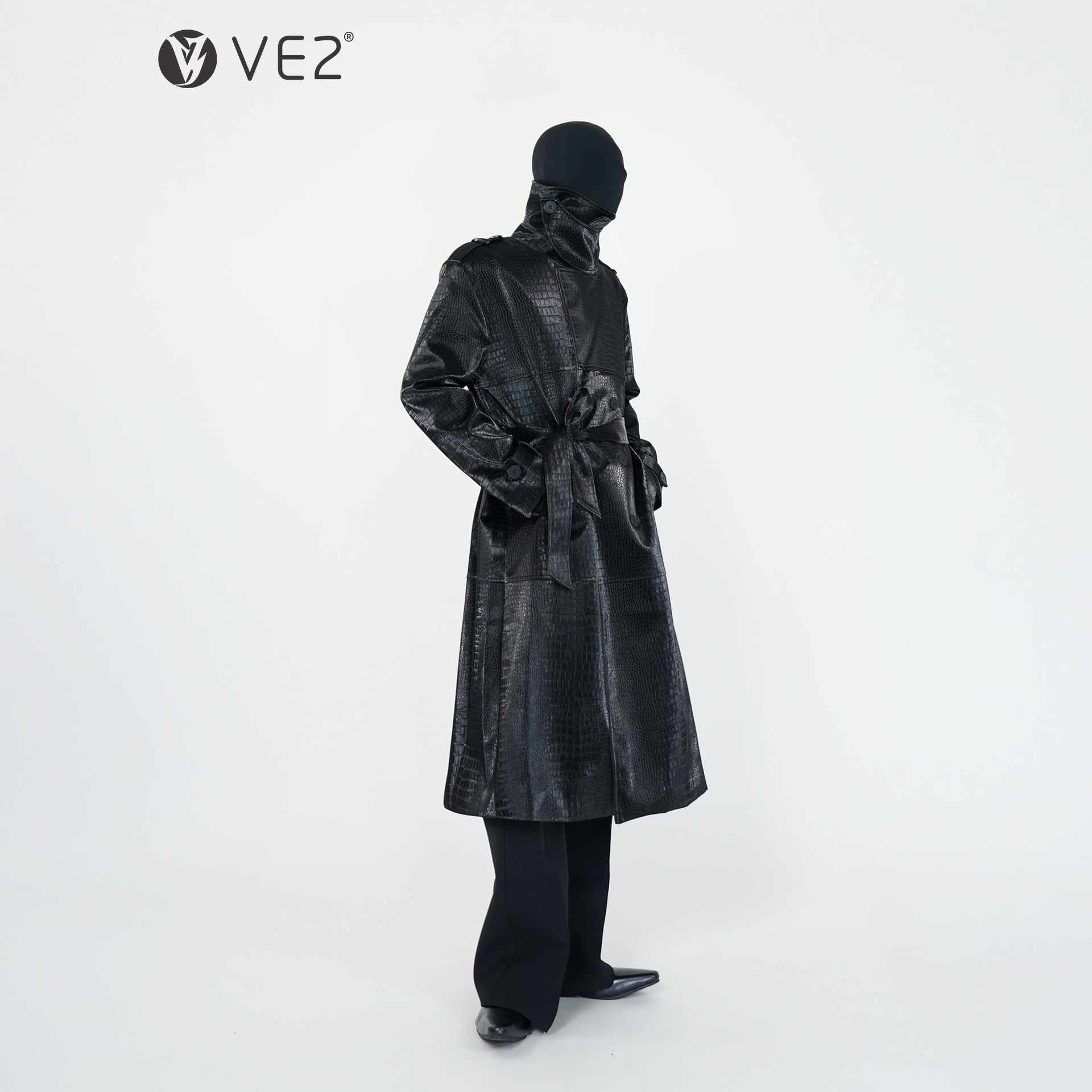 VE2中长款高领收腰大衣